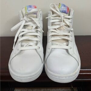 Nike women’s White High-Top Sneakers with tie-dye accents women’s 8.5